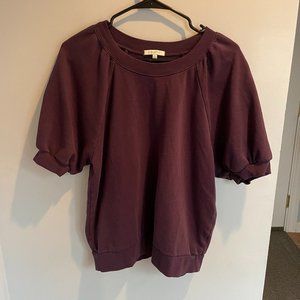 Z Supply Short Puff Sleeve Sweatshirt Women's Plum Purple L